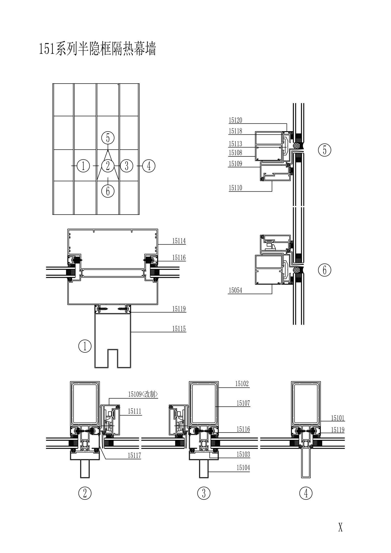 151 series semi-hidden frame insulation curtain wall