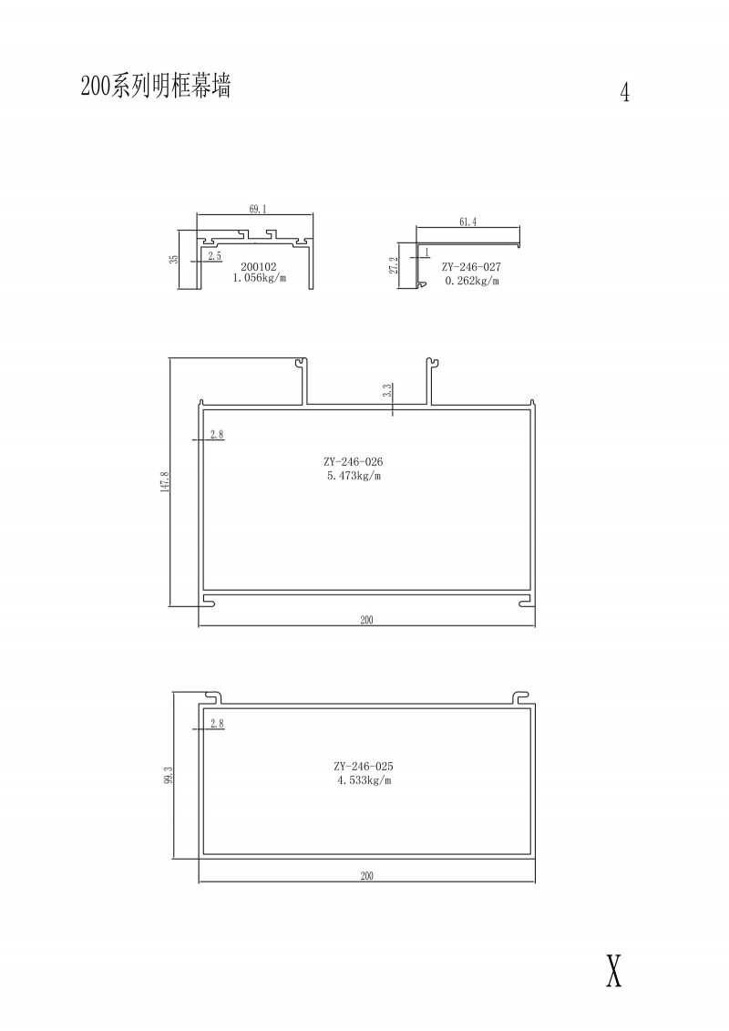 200 series visible frame curtain wall