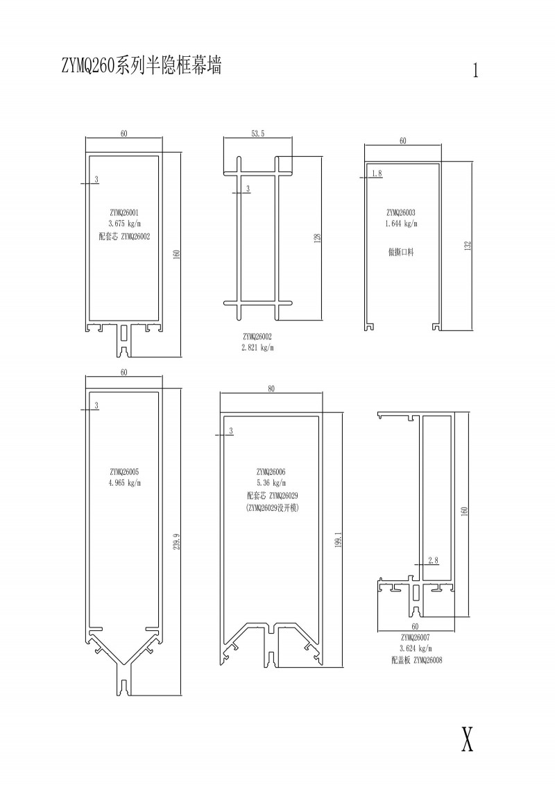 ZYMQ260 series semi-hidden frame curtain wall