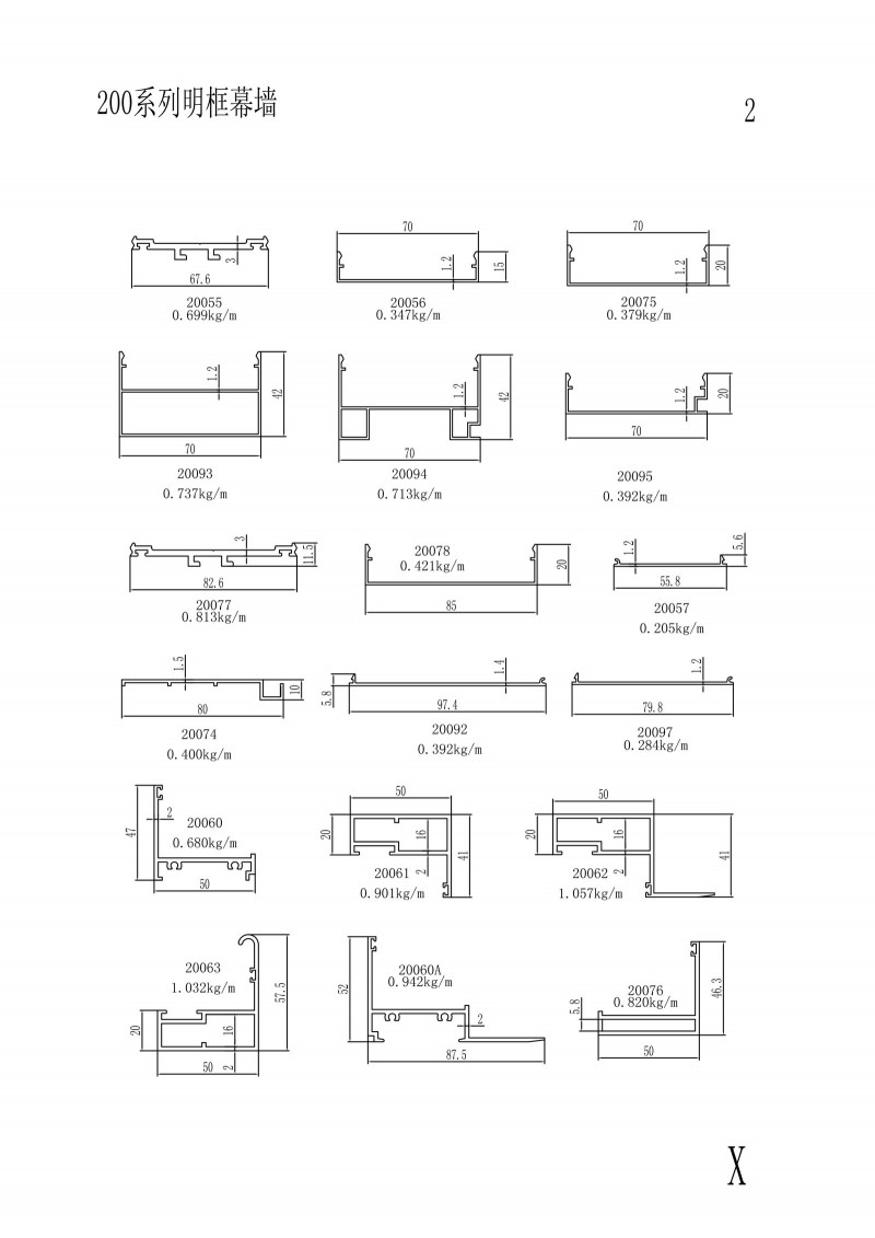 200 series visible frame curtain wall